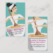 巨大なボールをかき混ぜているカスタムな色のパン屋の女性 名刺 (正面/裏面)