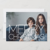 巨大なメリークリスマスの写真 – ネイビーブルー シーズンカード (正面)