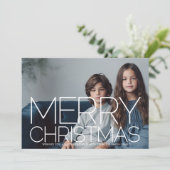 巨大なメリークリスマスの写真 – ネイビーブルー シーズンカード (スタンド正面)