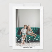 巨大なメリークリスマス – 青い緑の水色バック シーズンカード (正面)