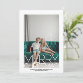 巨大なメリークリスマス – 青い緑の水色バック シーズンカード (スタンド正面)