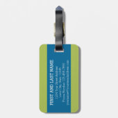 巨大なモノグラム文字t明るい青シェブロン ラゲッジタグ (裏面縦)