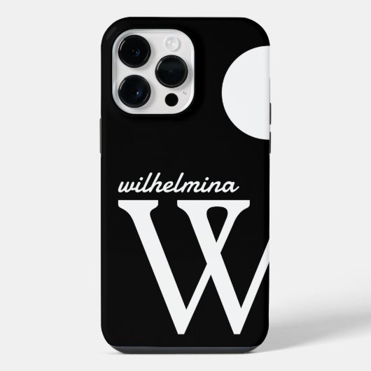 巨大なモノグラム シンプルな黒と白 iPhoneケース (裏面)
