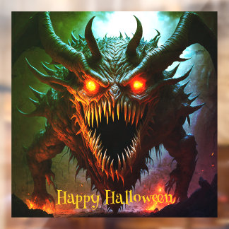 巨大なモンスターハロウィーンウィンドウにしがみつく ウィンドウサイン