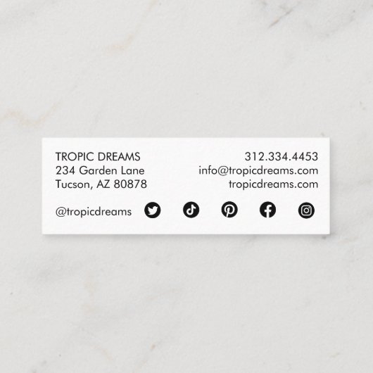 巨大なモンスターリーフグリーンガーデン写真 スキニー名刺 (裏面)