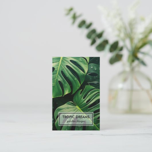 巨大なモンステラ植物園の写真 名刺 (スタンド正面)