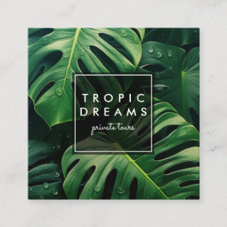 巨大なモンステラ葉植物園写真 スクエア名刺