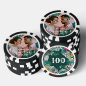 巨大なモンステラ ジャングルの葉が織りなすエンゲージメント ウェディングフォト ポーカーチップ (積み重ね)