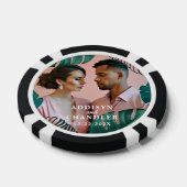 巨大なモンステラ ジャングルの葉が織りなすエンゲージメント ウェディングフォト ポーカーチップ (シングル)