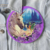 巨大なユニコーンおよび妖精の6インチピンボタン 缶バッジ (インサイチュ)