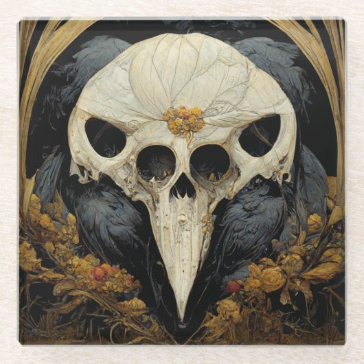 巨大なレイヴンホラーゴシックゴシック ガラスコースター (正面)