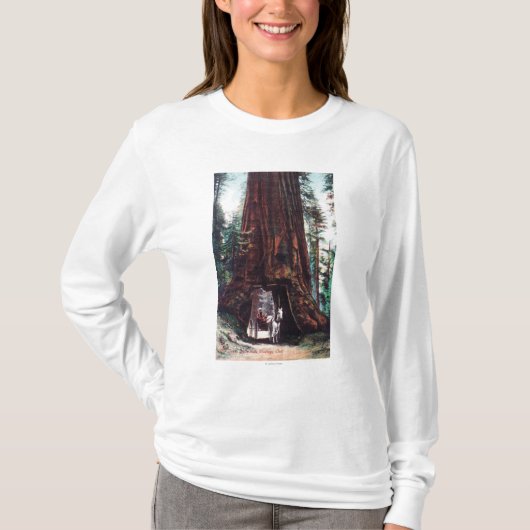 巨大なレッドウッドの下で走行するキャリッジ Tシャツ (正面)
