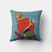 巨大な亀に乗って女性の女性を村落 クッション (裏面)