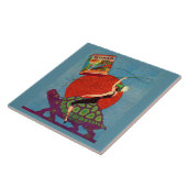 巨大な亀に乗って女性の女性を村落 タイル (側面)