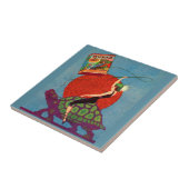 巨大な亀に乗って女性の女性を村落 タイル (側面)