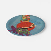 巨大な亀に乗って女性の女性を村落 ペーパープレート (アングル)