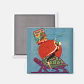 巨大な亀に乗って女性の女性を村落 マグネット (正面/裏面)