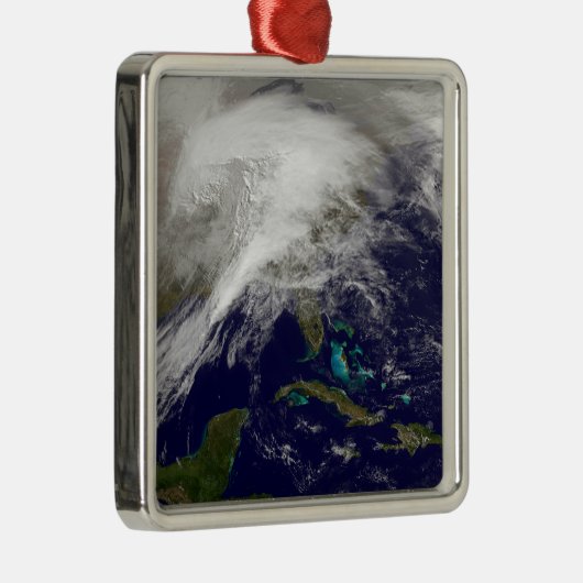 巨大な冬の嵐の衛星観測 メタルオーナメント (右)