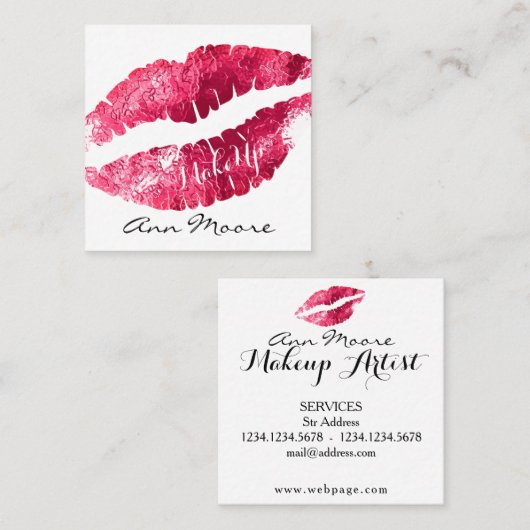 巨大な大きなキスの唇の上品なシャインカバー スクエア名刺 (正面/裏面)