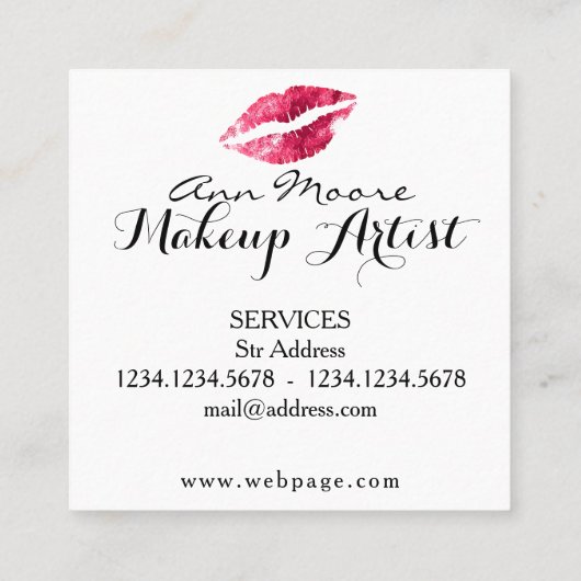 巨大な大きなキスの唇の上品なシャインカバー スクエア名刺 (裏面)