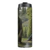 巨大な大きな足は、テントの横の森の中に座っている タンブラー (正面)