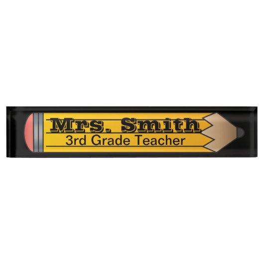 巨大な学校鉛筆 |先生 |DIY文字 デスクネームプレート (正面)