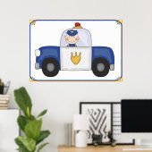 巨大な巡洋艦と警察官のポスター ポスター (ホームオフィス)