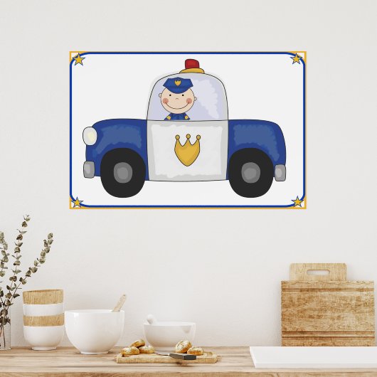 巨大な巡洋艦と警察官のポスター ポスター (キッチン)