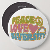 巨大な平和愛多様性ボタン- 缶バッジ (正面&裏面)