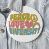 巨大な平和愛多様性ボタン- 缶バッジ (インサイチュ)