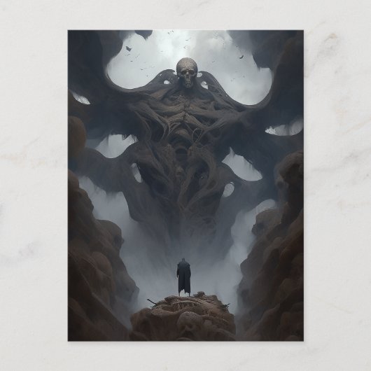 巨大な悪魔の生き物の暗いファンタジー恐怖 ポストカード (正面)
