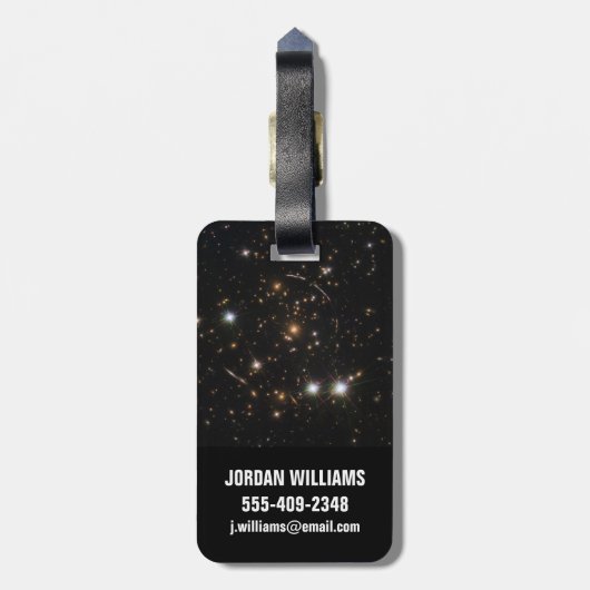 巨大な日が差すことクラスタ内の銀河系アーク ラゲッジタグ (裏面縦)