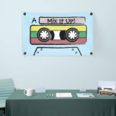 巨大な漫画の手描きのカセットテープ(青い) 横断幕 (トレードショー)