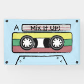 巨大な漫画の手描きのカセットテープ(青い) 横断幕 (横)