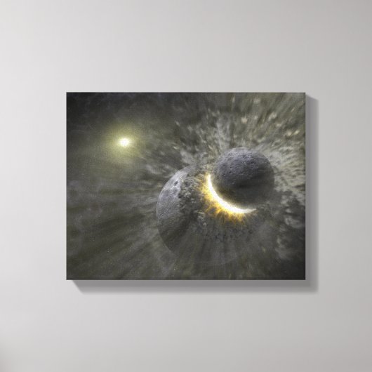 巨大な物体の衝突宇宙 キャンバスプリント (正面)