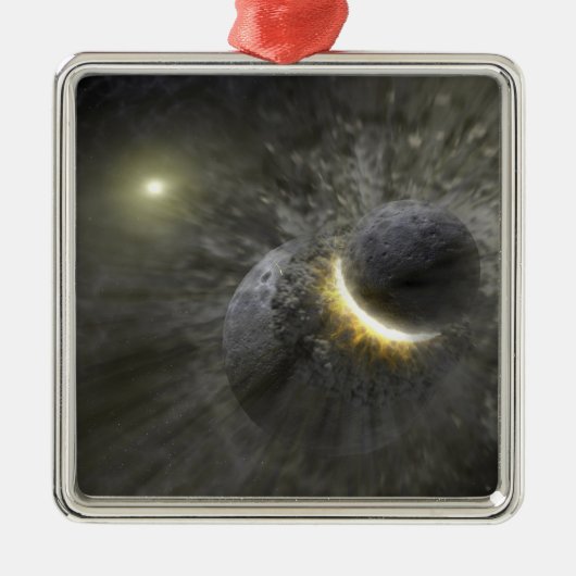 巨大な物体の衝突宇宙 メタルオーナメント (正面)