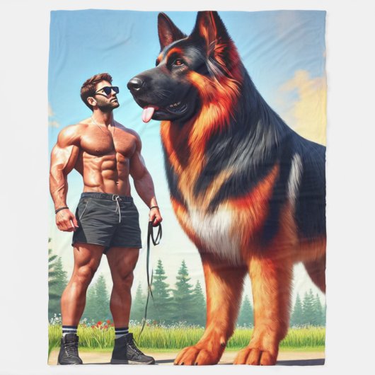巨大な犬 フリースブランケット (正面)