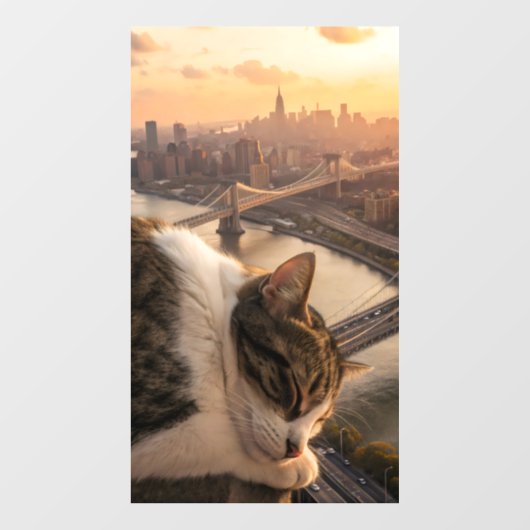 巨大な猫が街全体として眠る ウィンドウサイン (シート)