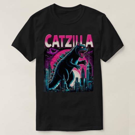 巨大な猫たちのCATZILLAの壮大な戦い Tシャツ (デザイン正面)