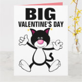 巨大な猫のハグ バレンタインデーのカード カード (黄色い花)