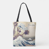 巨大な猫の波 – 神奈川素晴らしの波 トートバッグ (裏面)