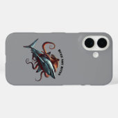 巨大な白いサメ素晴らしURMを抱くタコ Case-Mate iPhoneケース (裏面 (横))