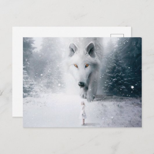巨大な白い狼 ポストカード (正面/裏面)