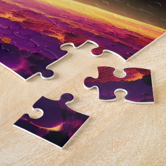 巨大な紫とピンクの宇宙おもしろいファンタジー ジグソーパズル (側面)