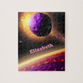 巨大な紫とピンクの宇宙おもしろいファンタジー ジグソーパズル (縦)