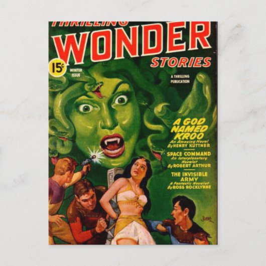 巨大な緑のヘビ女 ポストカード (正面)