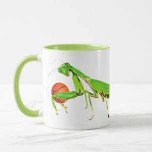 巨大な緑の祈るカマキリのバスケットボールのマグ マグカップ