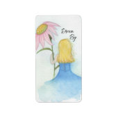 巨大な花を持つ夢の女の子「夢の大きい」 ラベル (正面)