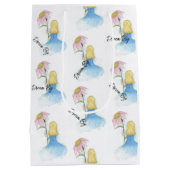 巨大な花を持つ夢の女の子「夢の大」 ミディアムペーパーバッグ (裏面)