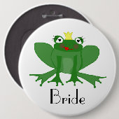 巨大な花嫁バッジとプリンセスカエル 缶バッジ (正面&裏面)